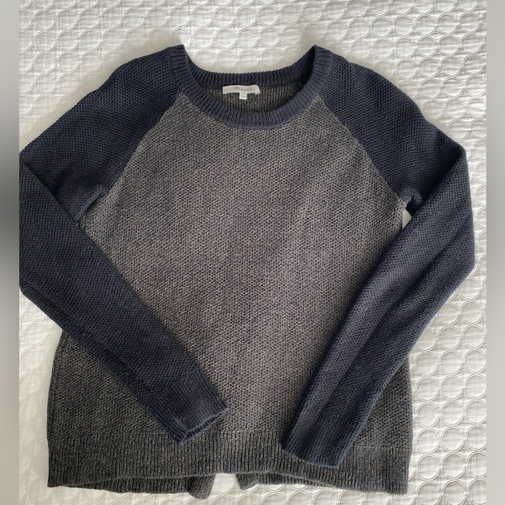 Madewell Cross Back Knit Pullover Sweater Gray  Black Women's Sz S